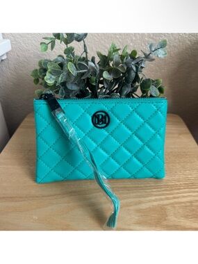 Badgley Mischka Teal Quilted Clutch